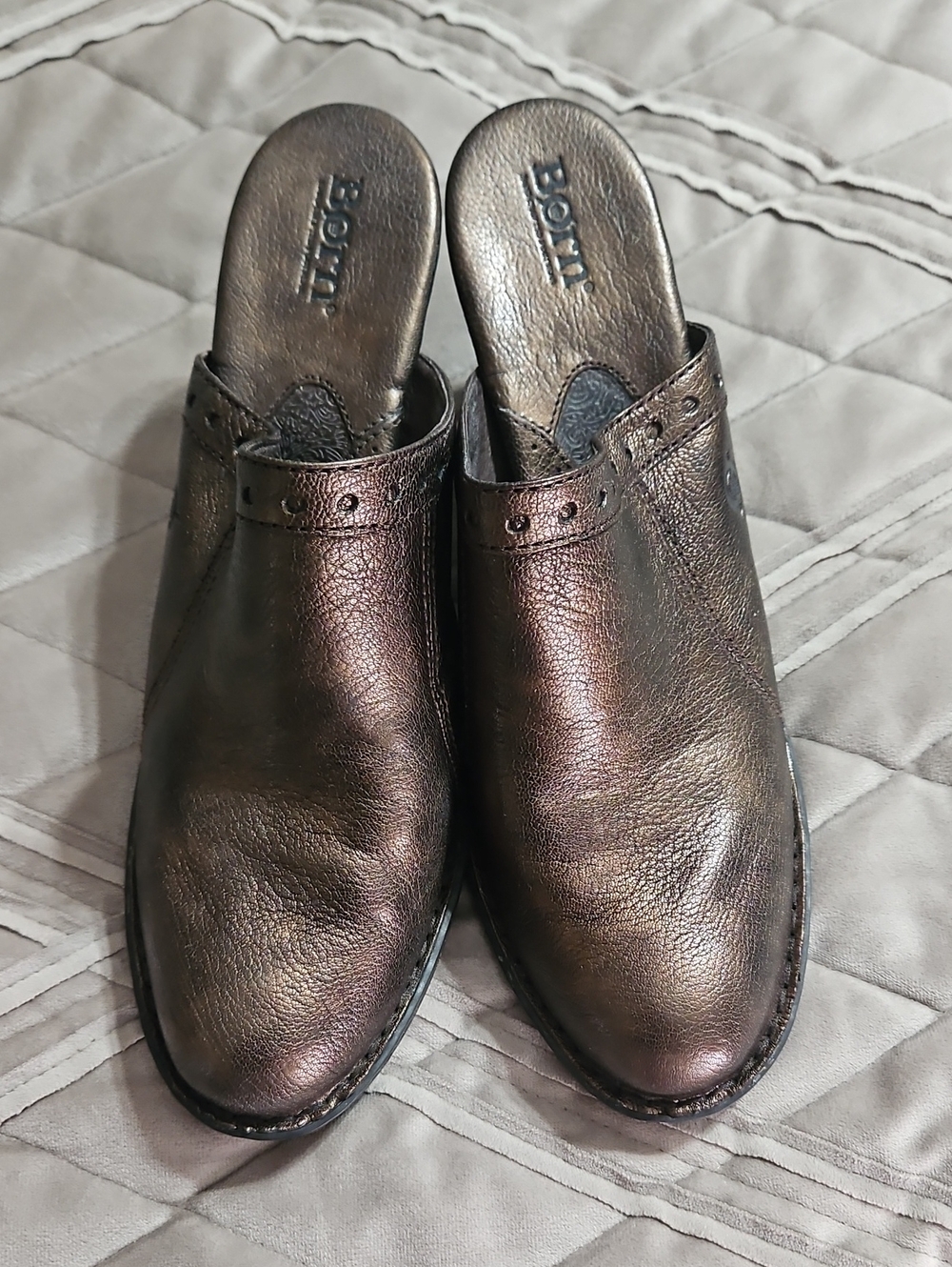 Born Metallic Brown Slip-On Leather Clogs